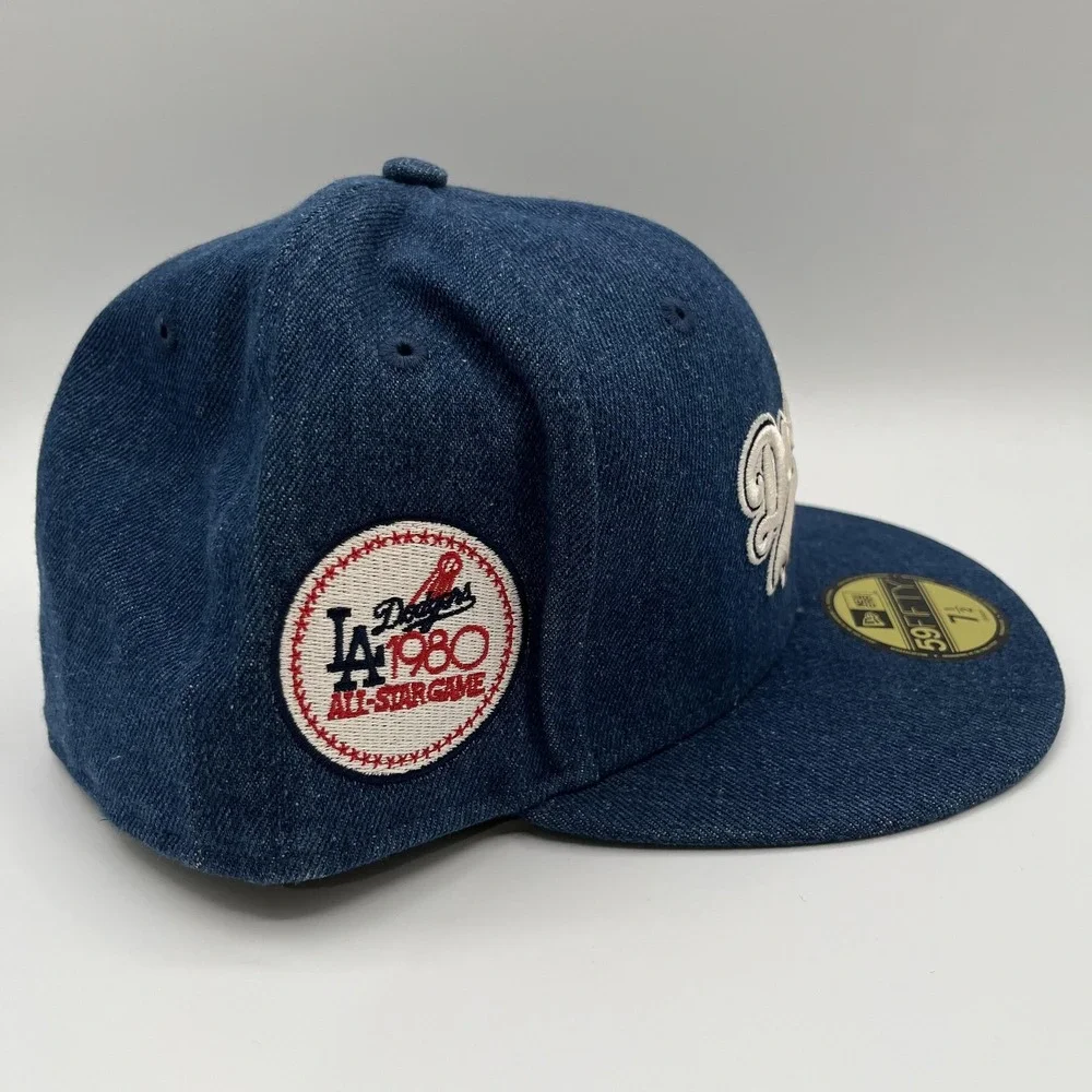 Los Angeles Dodgers New Era 59FIFTY‎ Hat Cap Fitted Mens 7 1/2 Denim MLB NEW